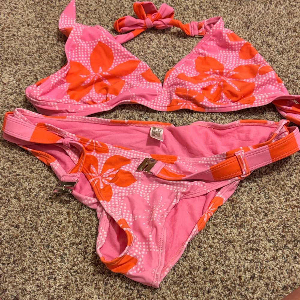Decree Pink and Orange Bikini Top